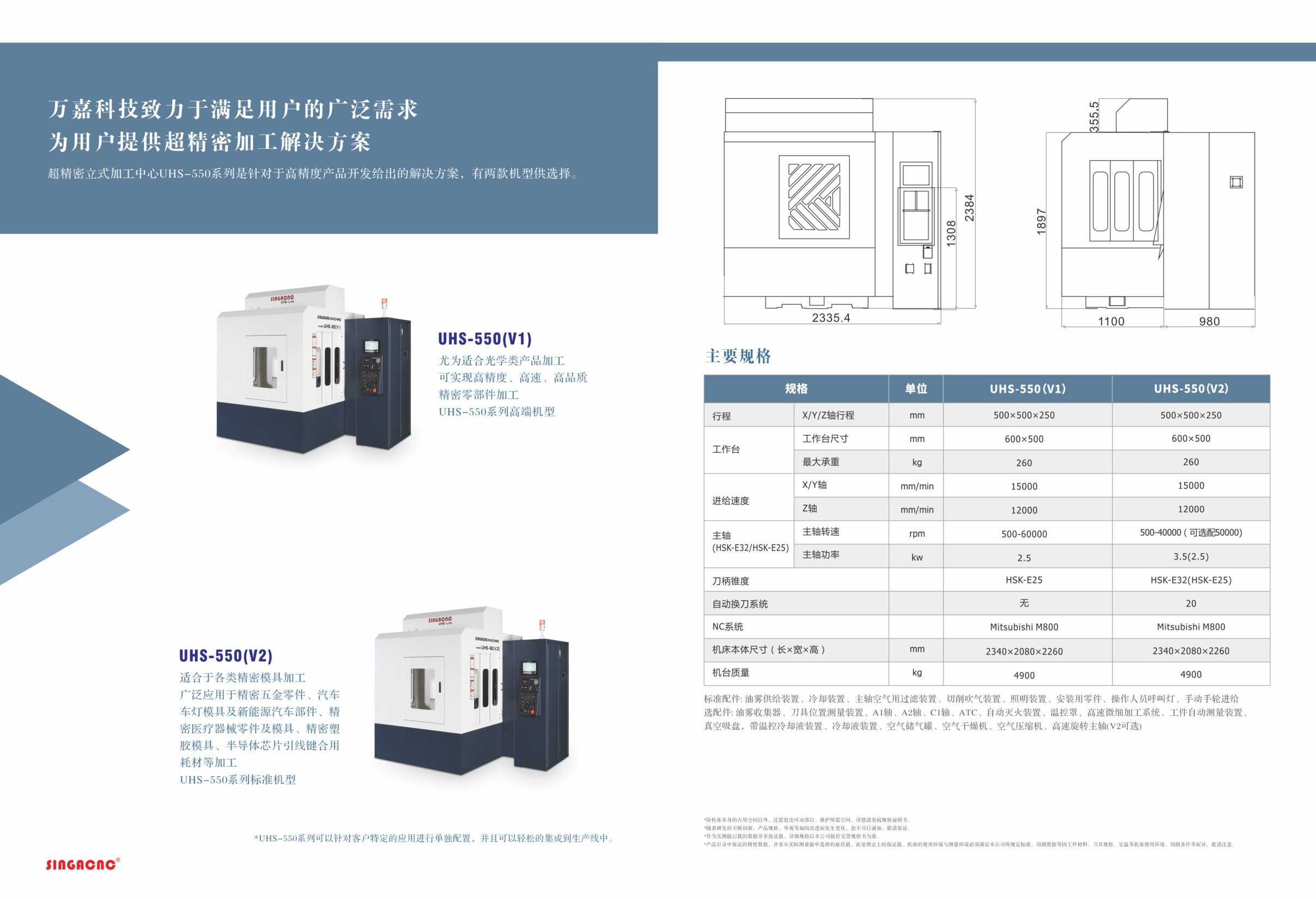 UHS-550主要规格参数